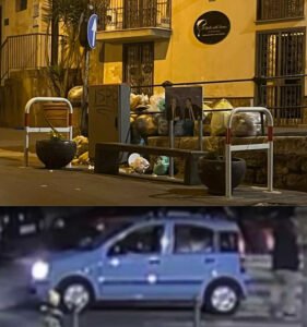Monreale Via A. Veneziano la stele di Falcone e Borsellino invasa dai rifiuti e l'automobilista colto a conferire indebitamente.